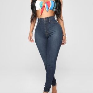 SIZE 7 Tall Dare Devil High Rise Classic Dark Wash Blue Women's Jeans